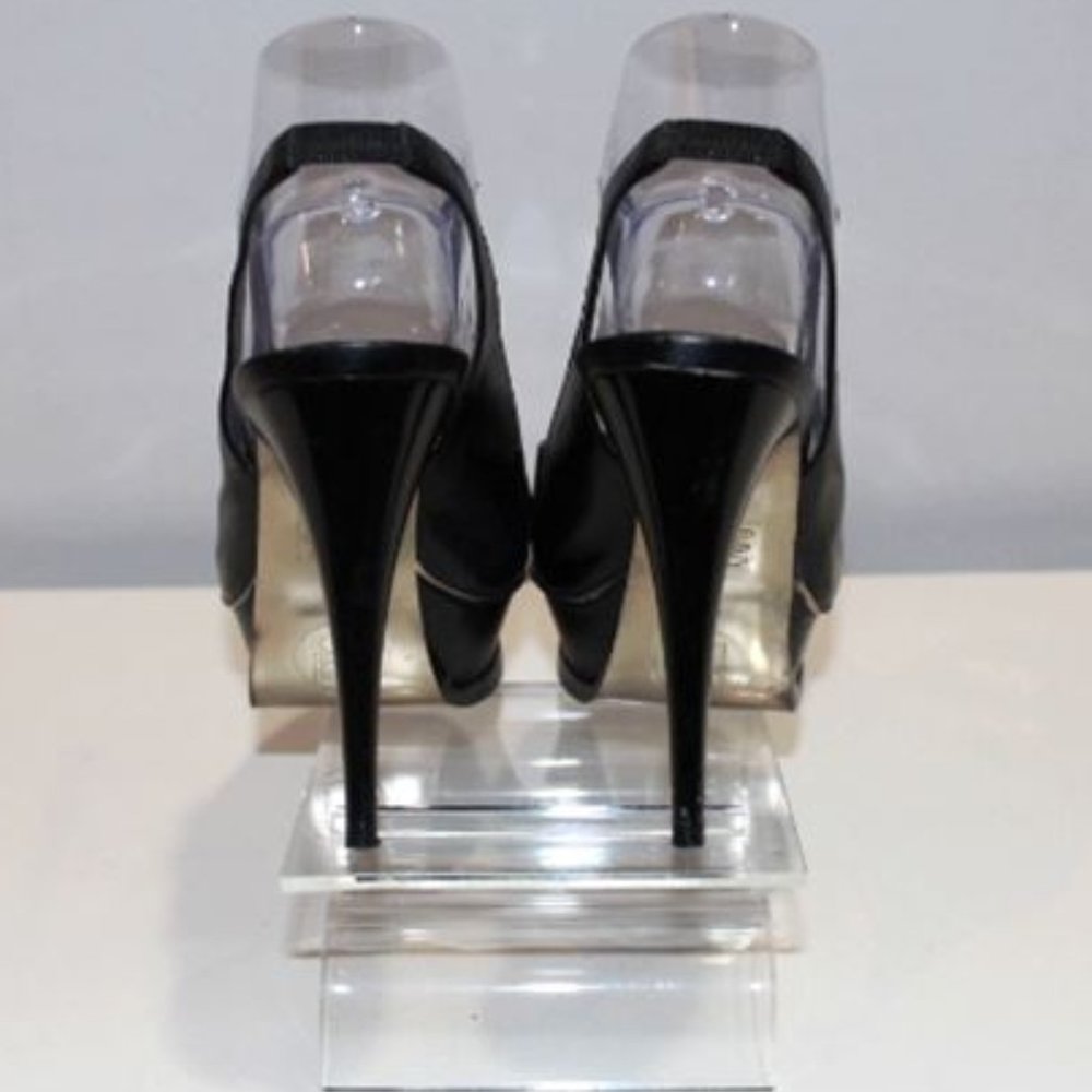 Bebe Platform Black Patent Leather Slingback Heels - image 4